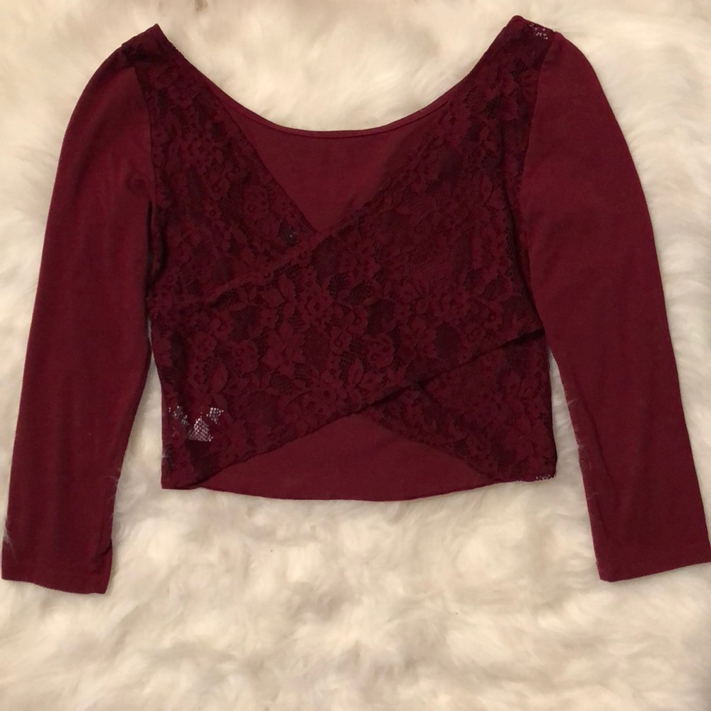 Sheer Lace Crossed Back Crop Top